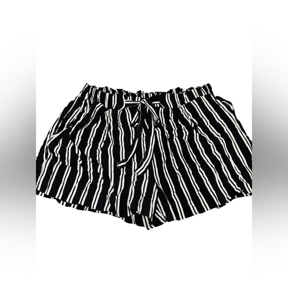 Ambiance‎ Black and White Striped Shorts